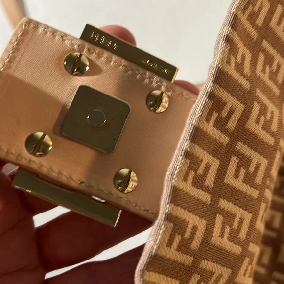 Authentic EUC FENDI Zucchino Monogram Pink Gold Crossbody/ Shoulder Bag